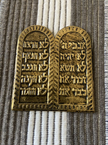Judaica "The Ten Commandments” Copper Plaque - Picture 1 of 2