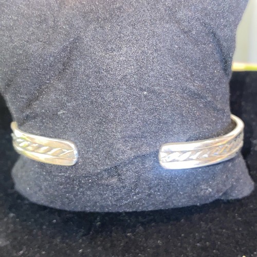 Navajo Cuff Bracelet Sterling Silver Black & Tan JASPER Native American Cuff - Picture 10 of 20