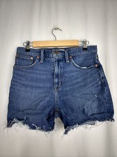 Madewell Shorts Women 29 High-Rise Cut-Off Blue Denim Medium Wash 30x5