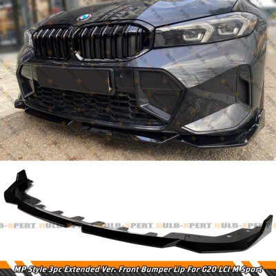 For 2023-26 BMW 330i G20 LCI Performance Style 3pc Gloss Black Front Bumper Lip