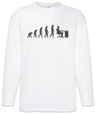 Office Evolution Langarm T-Shirt Fun Geek Nerd Computer Scientist Gamer