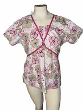 WOMENS Mg Medgear Floral Hospital Scrub Shirt Medium Scrubs