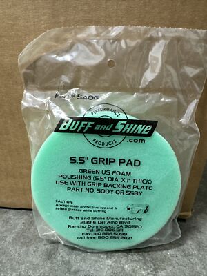 Buff & Shine 5.5'' Flat Faced D.A. US Green Foam Grip Pad 