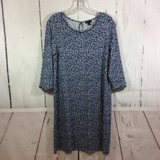 J Jill Dress Womens S Missy Shift T-Shirt Wearever Collection Blue Geometric