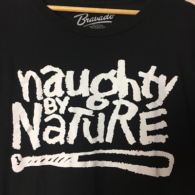 Naughty by Nature Tシャツ XL ブラック,グレー Naughty By Nature Shirt Short Sleeve Crew Neck Rap Tee Hip Hop