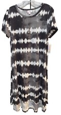 NWT LuLaRoe Medium Black Gray & White Tie Dye Carly Swing Dress