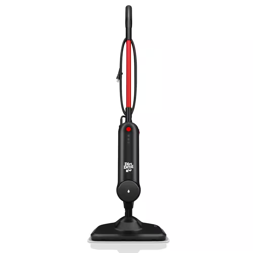 Black Corded Steam Mop for Hard Floors with Microfiber Pad and Steam Water Tank-image