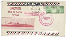 Bremen Ship to Shore Airmail Brooklyn NY Aug 22 1929 ROESSLER Catapult Cachet