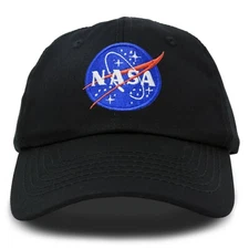 DALIX NASA Hat Baseball Cap Washed Cotton Embroidered Meatball Worm Design