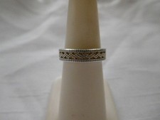 Sterling Beaded textured open work Band sz 4.75  cute 2.5 Grams I-4987