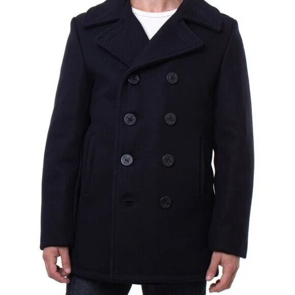 Mens Wool Melton Coat Navy