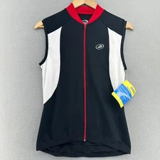 VTG Performance Cycling Vest Sleeveless Full Zip Pockets Black White Red L NWT