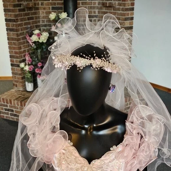 Винтажный San Martin розовый Золушка свадебное платье - Изображение 4 из 4