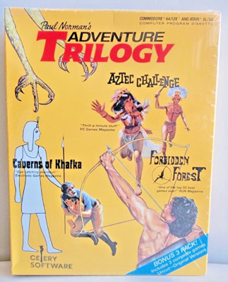 Adventure Trilogy; Atari 400/800/XL/XE, Commodore 64; Diskette Damaged Box