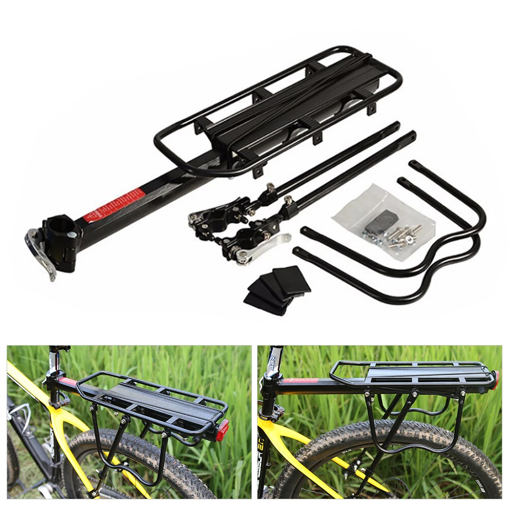 Black Rear Bike Rack Cargo Rack Quick Release Alloy Carrier 110 Lb Capacity