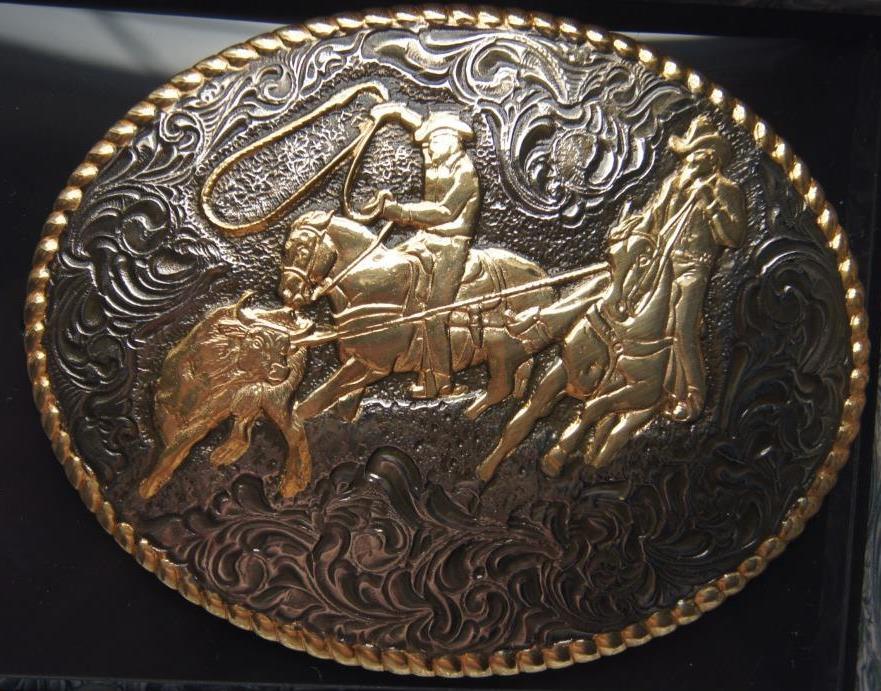 Crumrine TEAM ROPING Silver Belt Buckle M & F Western c02102 | eBay