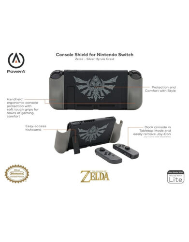 PowerA Console Shield for Nintendo Switch - Silver Hyrule Crest - BRAND NEW - Picture 1 of 3