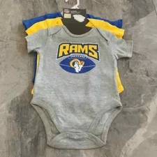 NFL  Los Angeles RAMS - Football - 3 Piece Creeper Set - Infant 12-months NWT