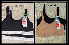 NWT 2x Ultimate Hanes Originals Women's Pullover Bralette Stretch Cotton L 38-42