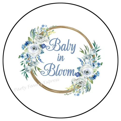 BABY IN BLOOM BOY BLUE ENVELOPE SEALS LABELS STICKERS PARTY FAVORS