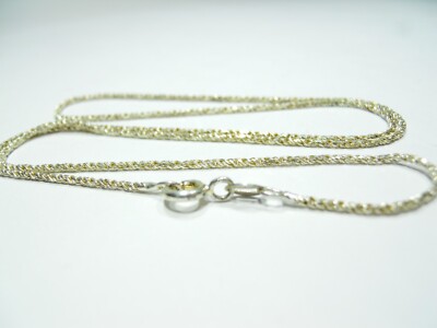 18'' TWISTED 1mm ROPE LINK CHAIN 925 STERLING SILVER NECKLACE 