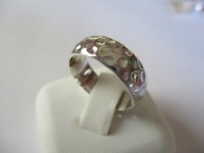 Solid 925 Sterling Silver Plain band Hammered 7mm wide wedding band size 8