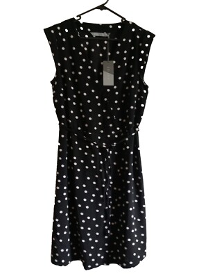 Katies Dress Slip On Tunic Sleeveless Black/ Polka Dot Women Ladies Size 10,  