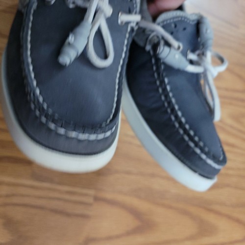 Sebago Docksides Womens Sz 5.5 M Boat Shoes Gray White Lace Up Moc Toe Slip On - Picture 8 of 11