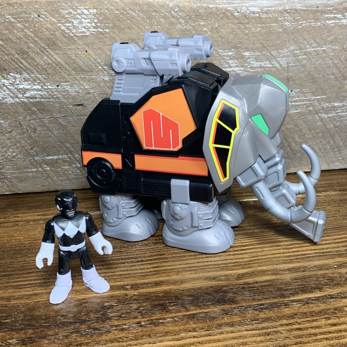 Imaginext Power Rangers Black Ranger Figure w Mastodon Zord