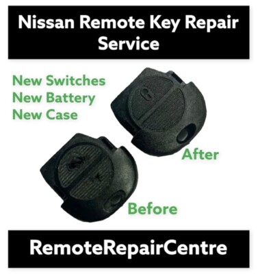 Repair service for Nissan X-TRAIL Almera Micra Primera 2 button key fob refurb