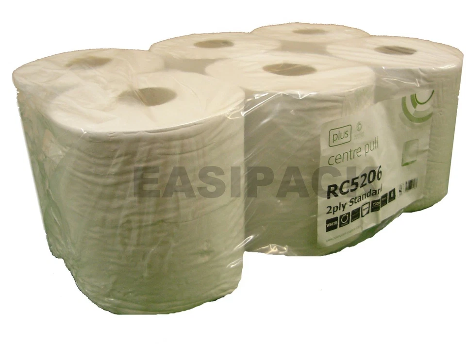 EASIPACK 6 rolls WHITE paper wipe centre feed towel 170mm x 150M