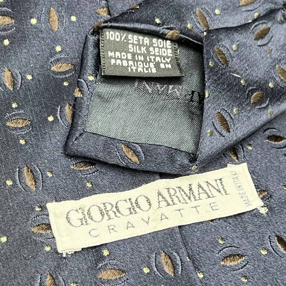 Corbata de seda con motivo de lunares abstracta azul Giorgio Armani hecha a mano Italia Foto 4 de 4