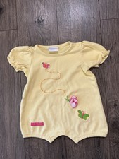 Carter s Girls Infant Baby 0-3 Months Short sleeve Yellow Floral Romper Vintage