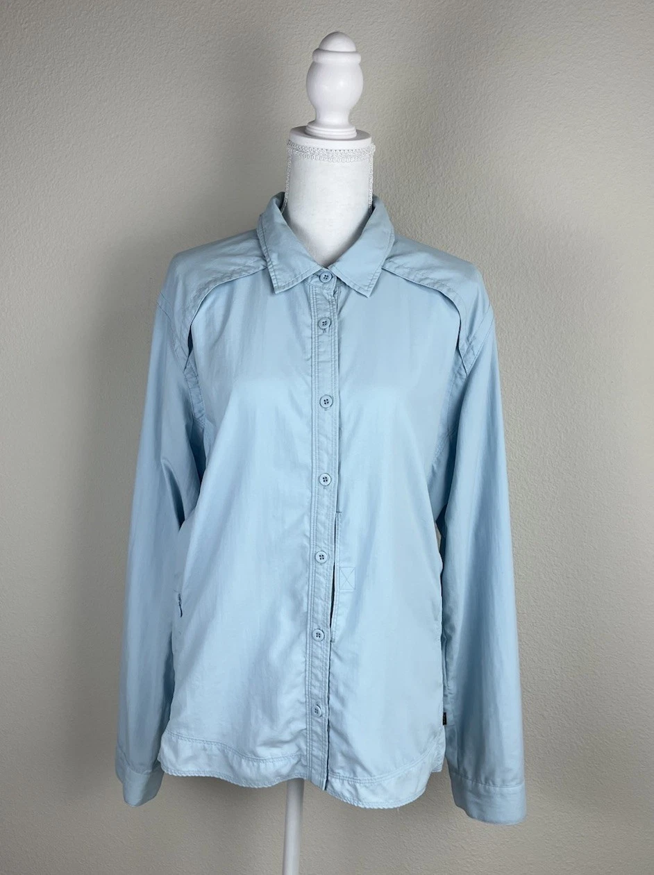 REI Hiking Shirt Womens XXL Blue UPF 30 Sun Protection Ventilated Travel Outdoor