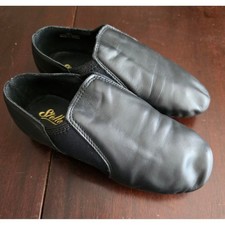 Stelle Kids Black Leather Slip On Jazz Shoes Split Sole Dance Shoes 2ML Size 2M