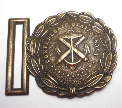 Alte Gürtelschnalle USA Confederate States Navy goldfarbiges Metall 46g