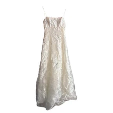 Blondie Nites by Linda Bernell White Floor Length Dress Size 3 Vintage Prom