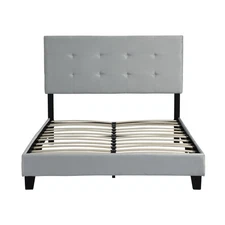 Full Size Upholstered Platform Bed Frame with pull point Tufted Headboard, Stron