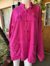 Gorgeous Shanghai Tang fuchsia silk Jacquard  shirt/ jacket  sz 10