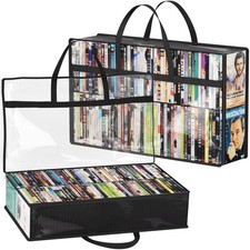 Lifewit DVD Storage Bags, Clear PVC 26.4"L x 5.9"W x 15.4"H for DVD, Black