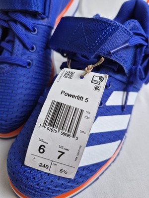 adidas Powerlift 5 Weightlifting Shoes Mens Size 8.5 Lucid Blue Orange IH8237 Size 5 - Adidas Powerlift 5 Lucid Blue White Impact Orange  main image 3