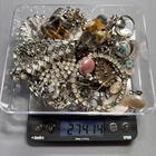 Lot of 274 grams misc used vintage costume jewelry - mostly silver tone