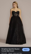 Jules & Cleo strapless Illusion corset ball gown worn once size 6 Black,...