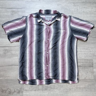 Carhartt WIP Work In Progrees S/S Dasher Short Sleeve Camp Shirt Mens Small Pink