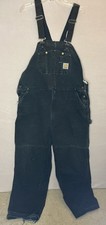 Carhartt R01 BLK Bib Overalls Unlined Double Knee 44x32