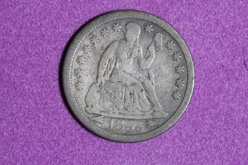 ESTATE FIND 1855 ARROWS Seated Liberty Dime!! #K59407