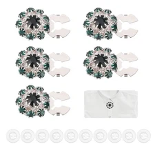 1 Set Rhinestone Button Covers, Detachable Shirt Buttons, Dark Green/Silver