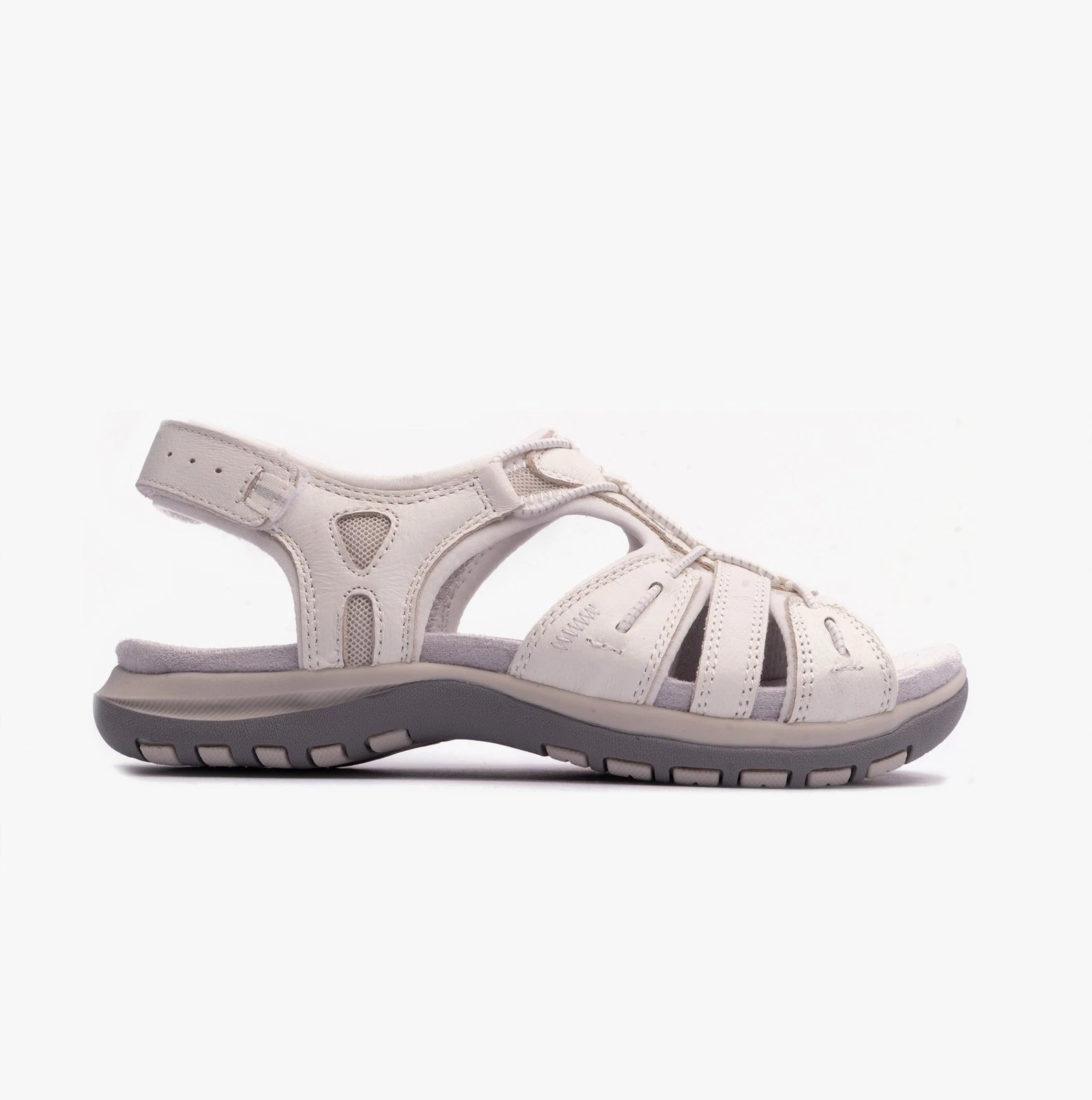 Free Spirit Fairmont Womens Leather Touch Fasten Breathable Casual White Sandals