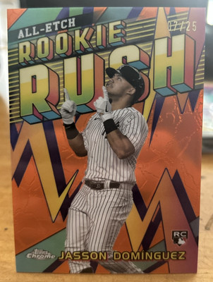 2024 Topps Chrome  Jasson Dominguez All-Etch Rookie Rush Orange 07/25 RC Yankees