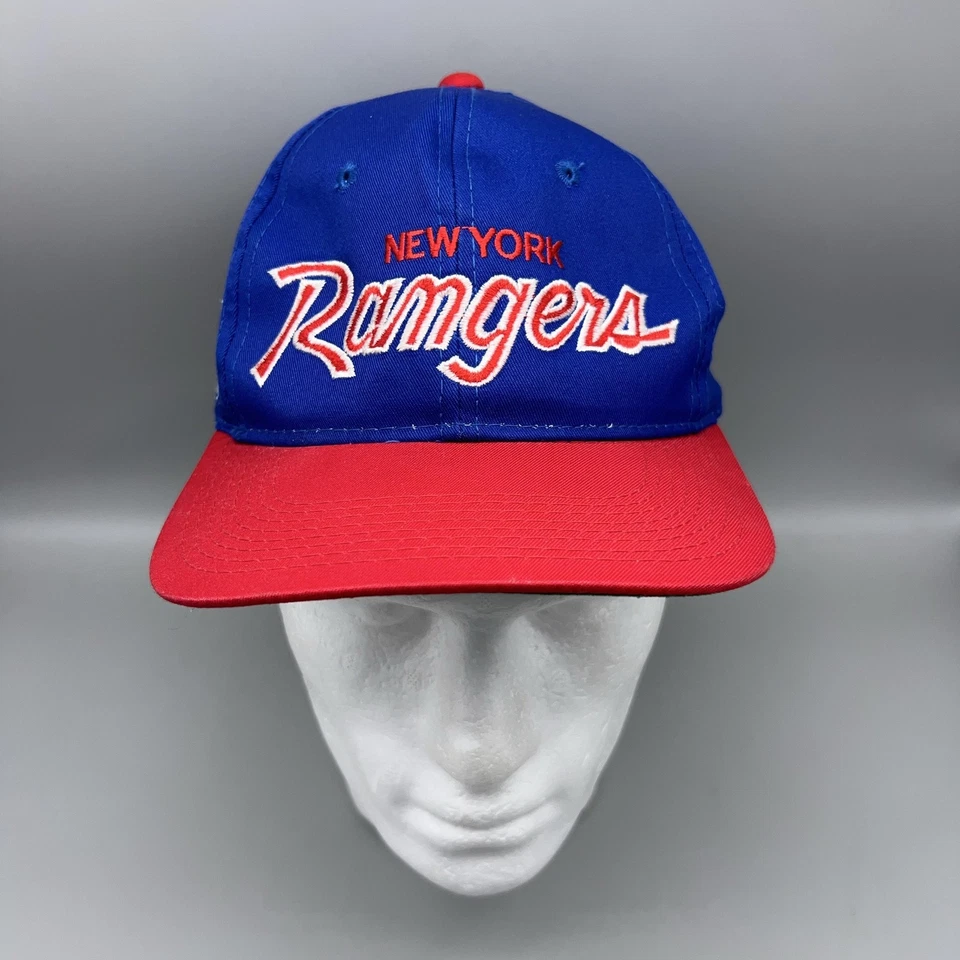 Sombrero de colección New York Rangers para hombre talla única azul rojo gorra espalda a presión NHL hockey años 90 Foto 2 de 4